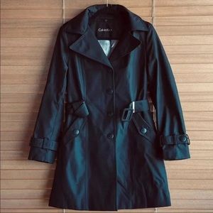 Calvin Klein Belted Black Trenchcoat (Size XS)